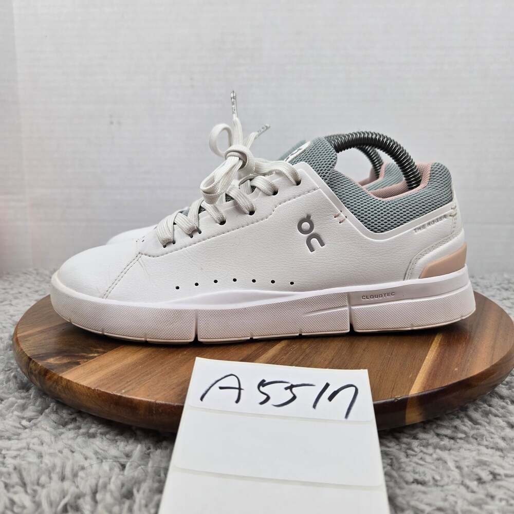 On Running Womens 8 The Roger Advantage White Rose Green Comfort Tennis Sneaker